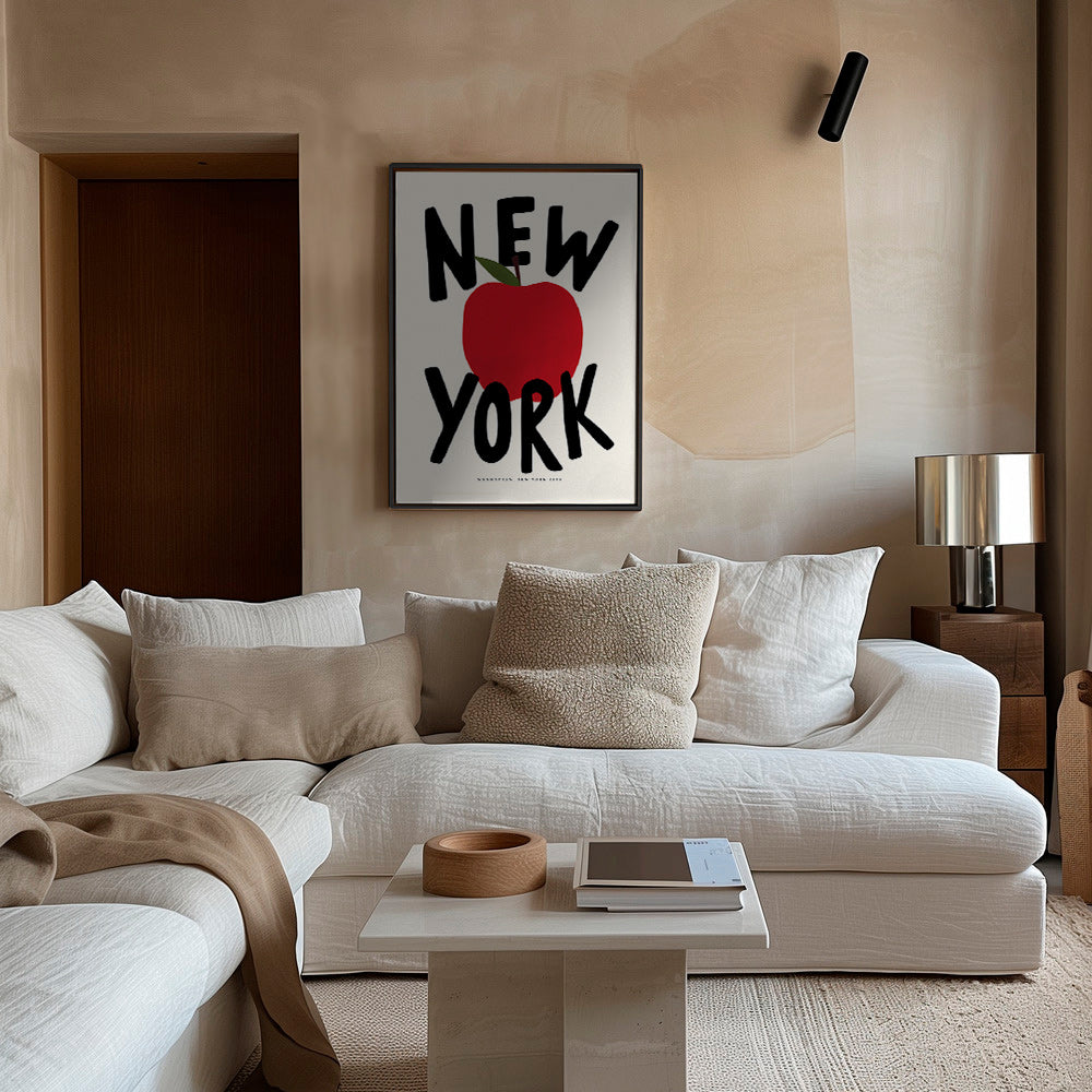 Arte para cozinha New York maçã vermelha