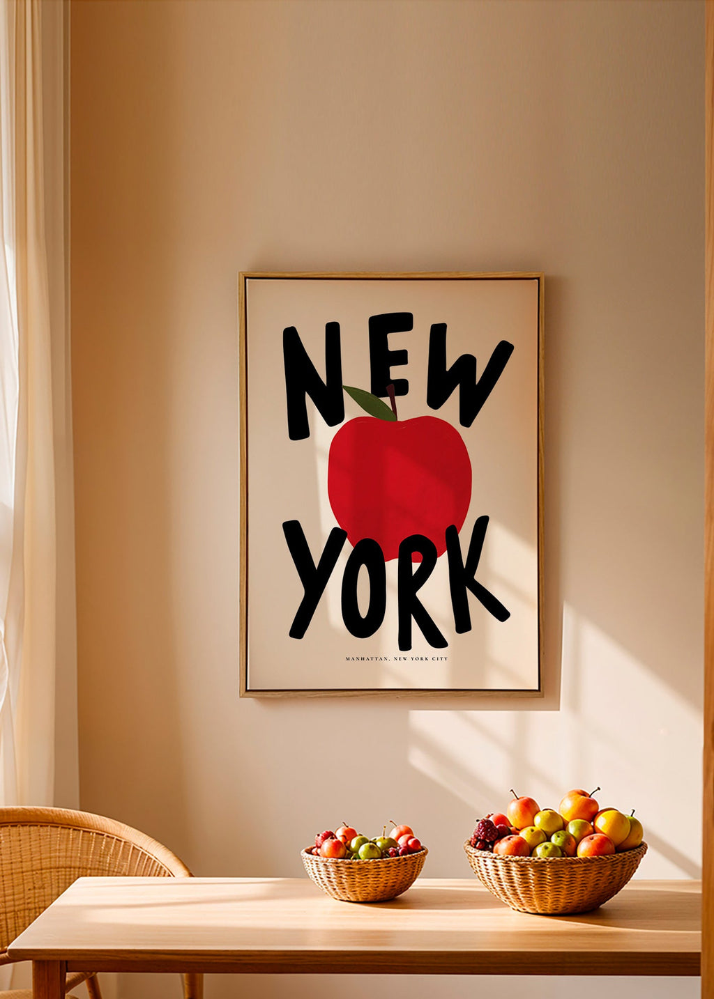 Arte para cozinha New York maçã vermelha