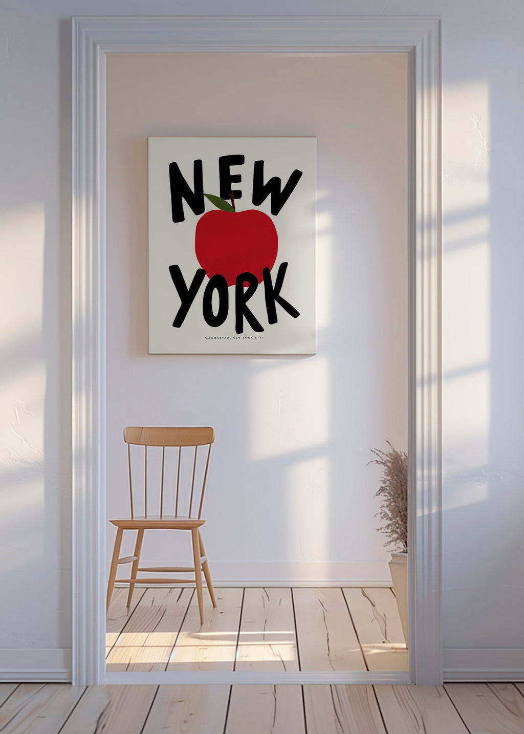 Arte para cozinha New York maçã vermelha