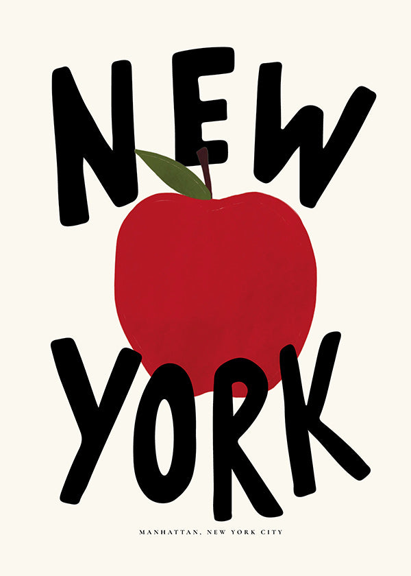 Arte para cozinha New York maçã vermelha