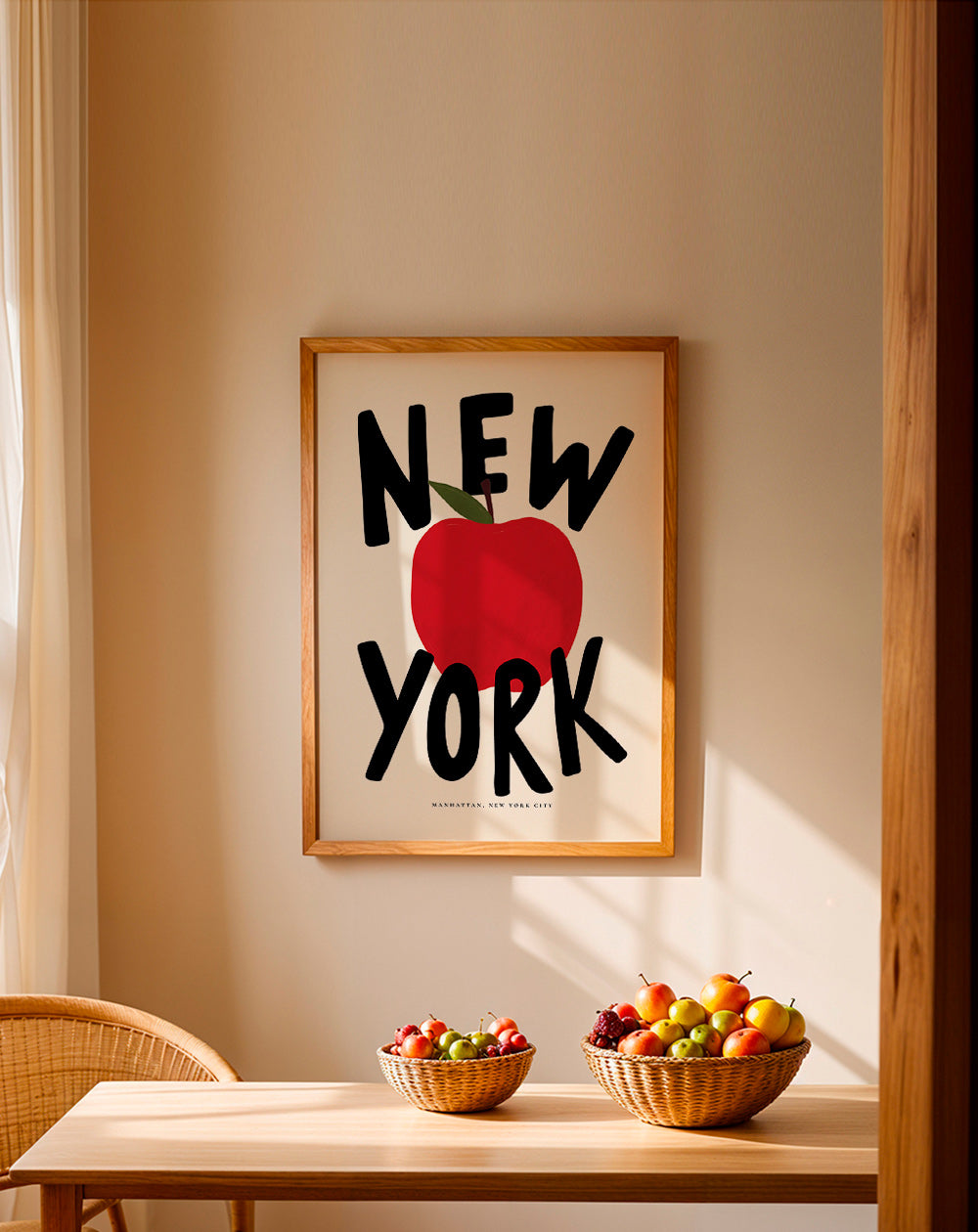 Arte para cozinha New York maçã vermelha