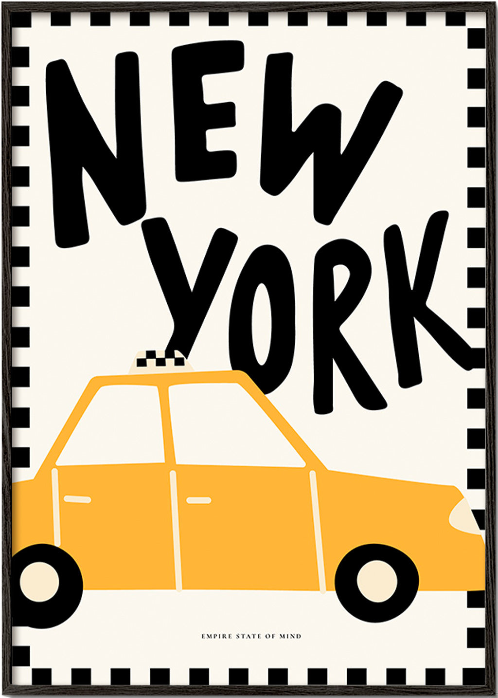 Poster de cidade New York táxi com tipografia marcante