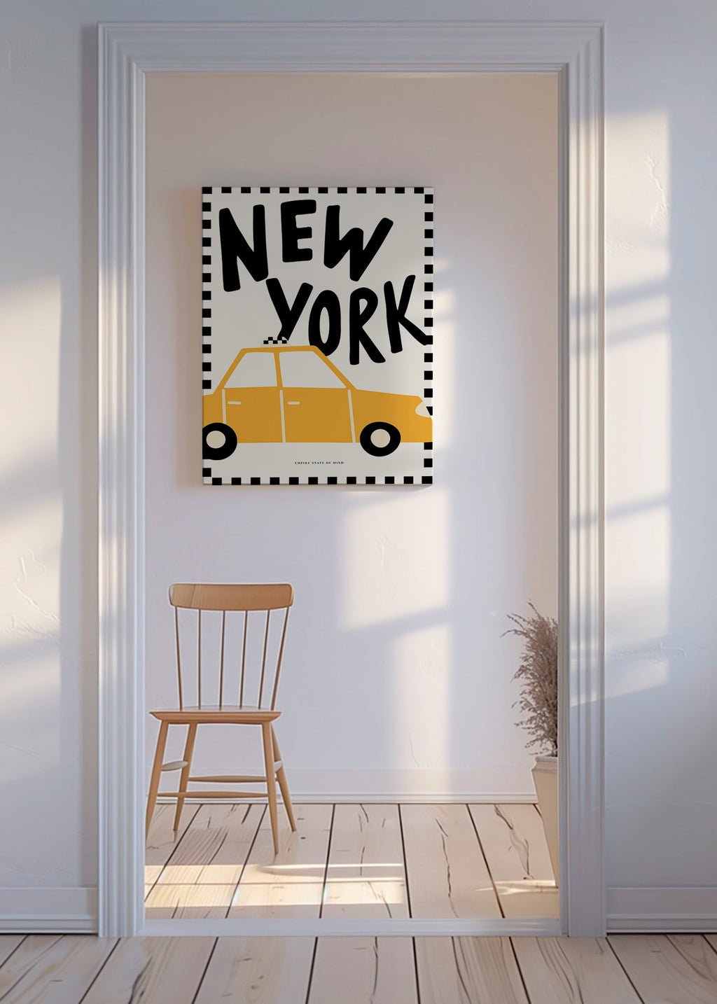 Poster de cidade New York táxi com tipografia marcante