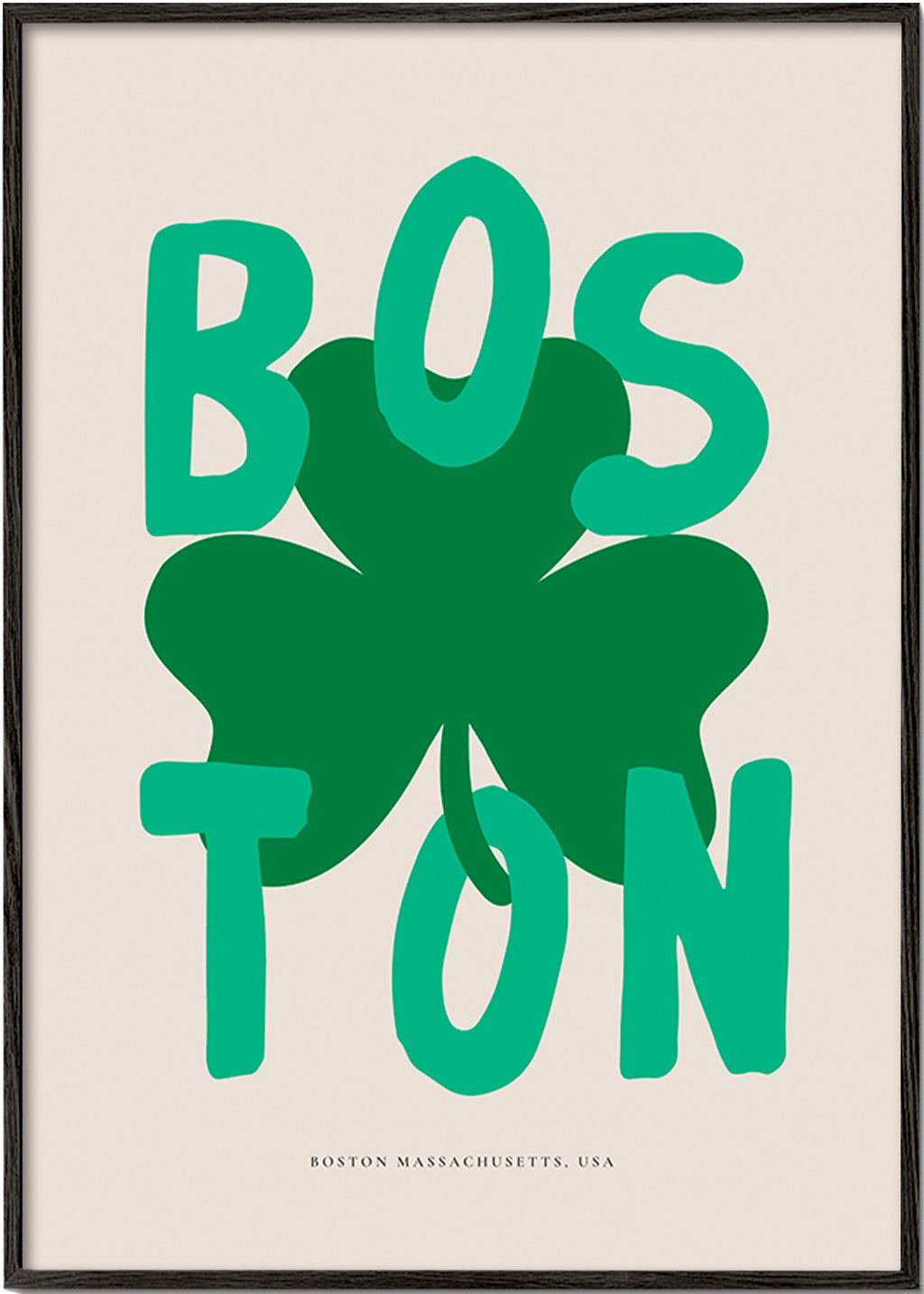 Poster de viagem Boston com trevo gráfico