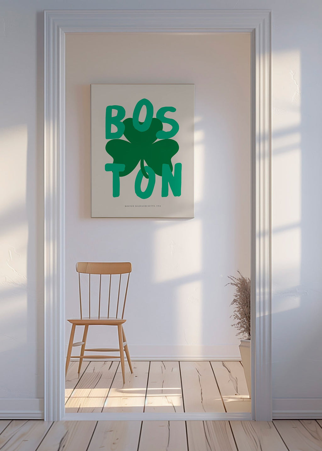 Poster de viagem Boston com trevo gráfico