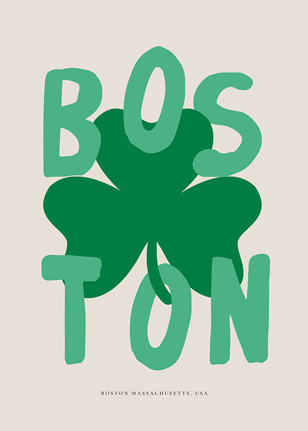 Poster de viagem Boston com trevo gráfico