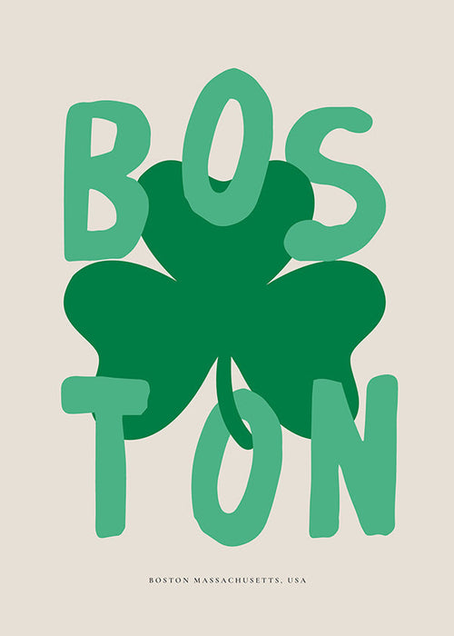 Poster de viagem Boston com trevo gráfico