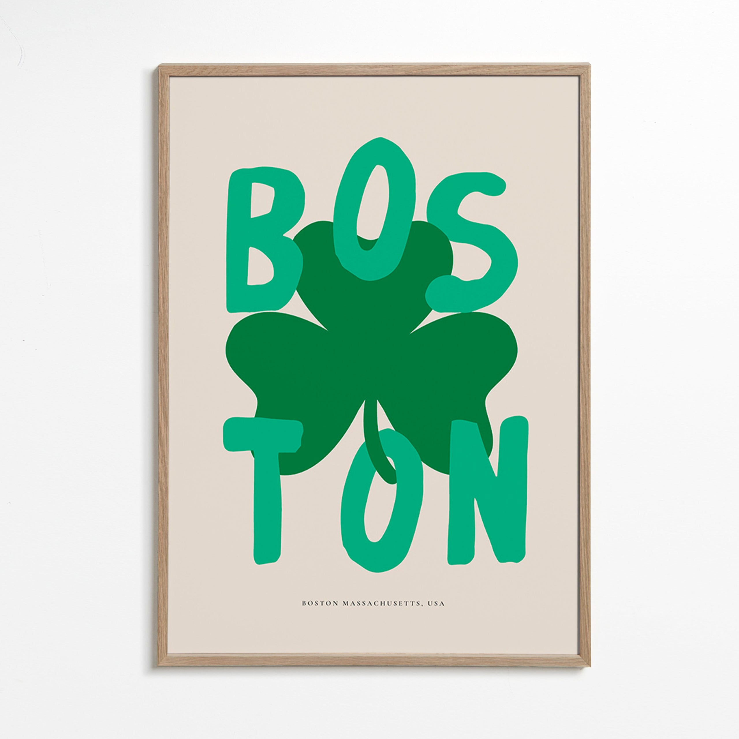 Poster de viagem Boston com trevo gráfico