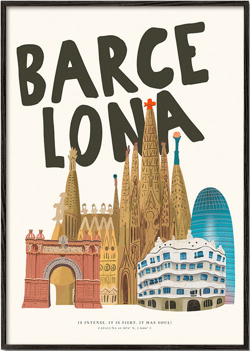 Arte de cidade Barcelona ilustrada com tipografia