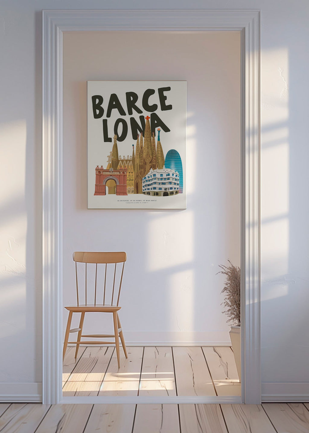 Arte de cidade Barcelona ilustrada com tipografia