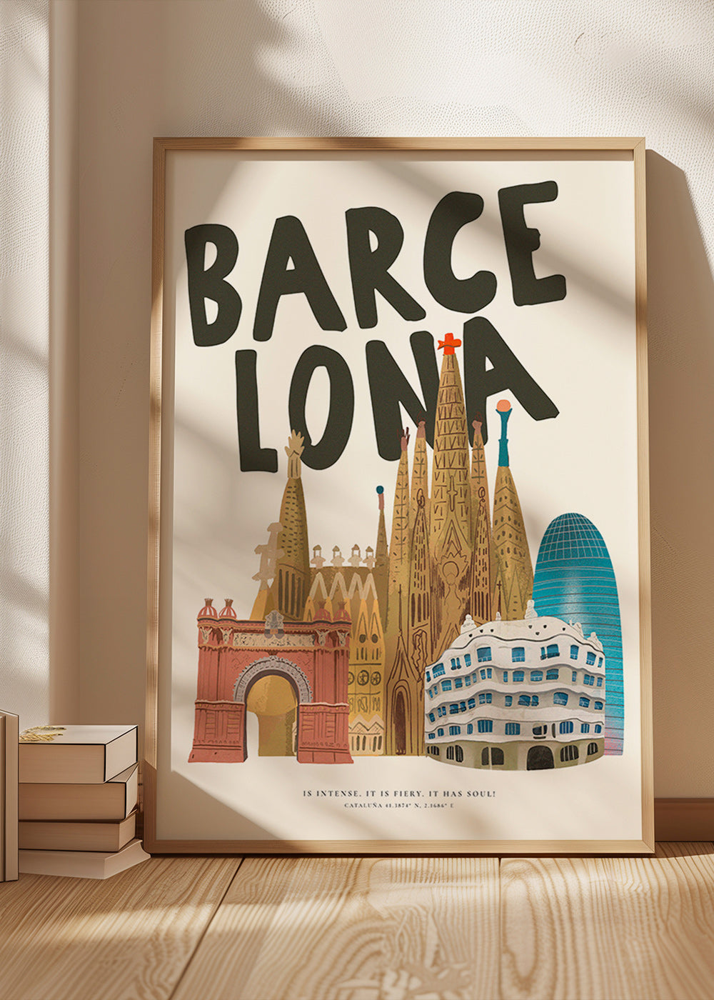 Arte de cidade Barcelona ilustrada com tipografia
