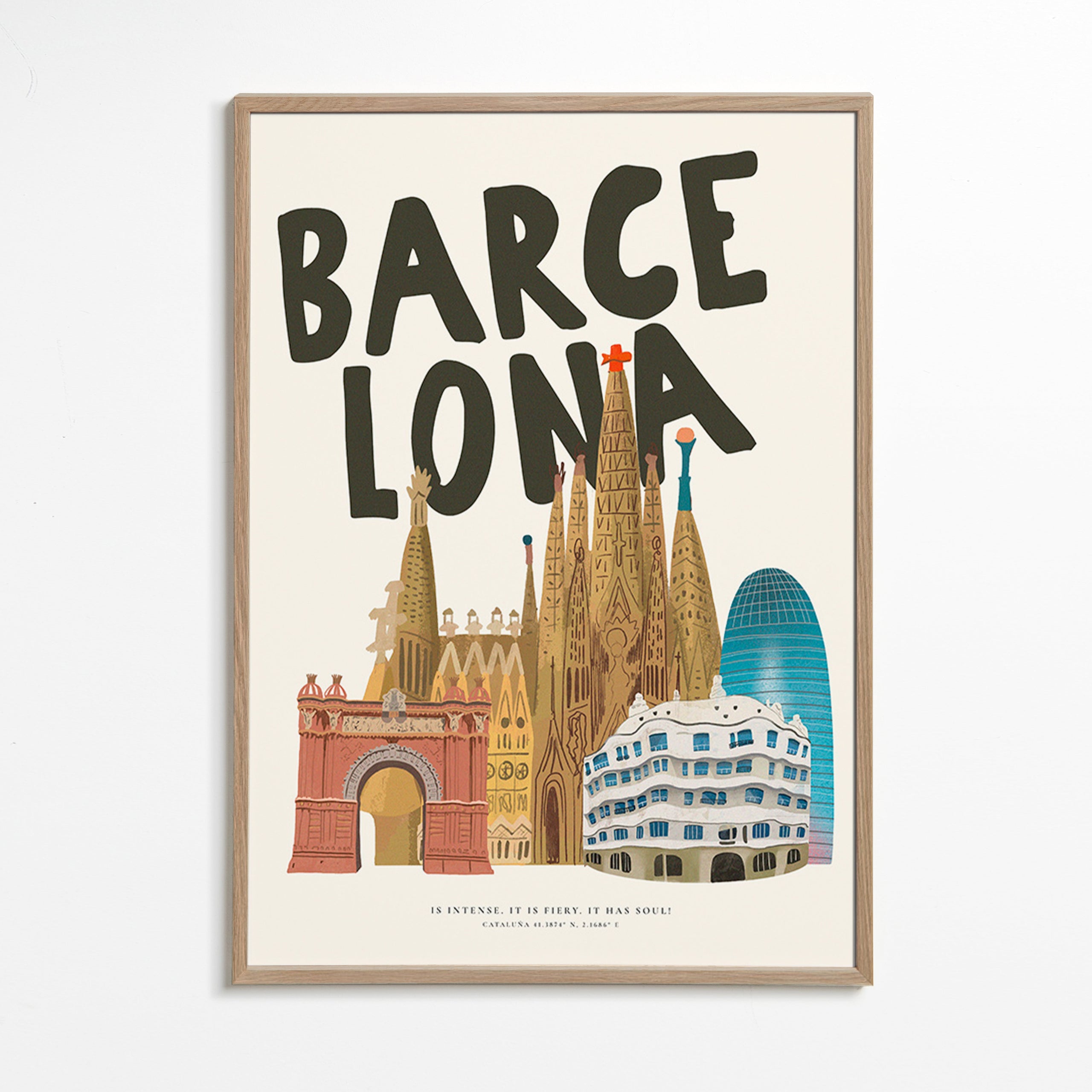 Arte de cidade Barcelona ilustrada com tipografia