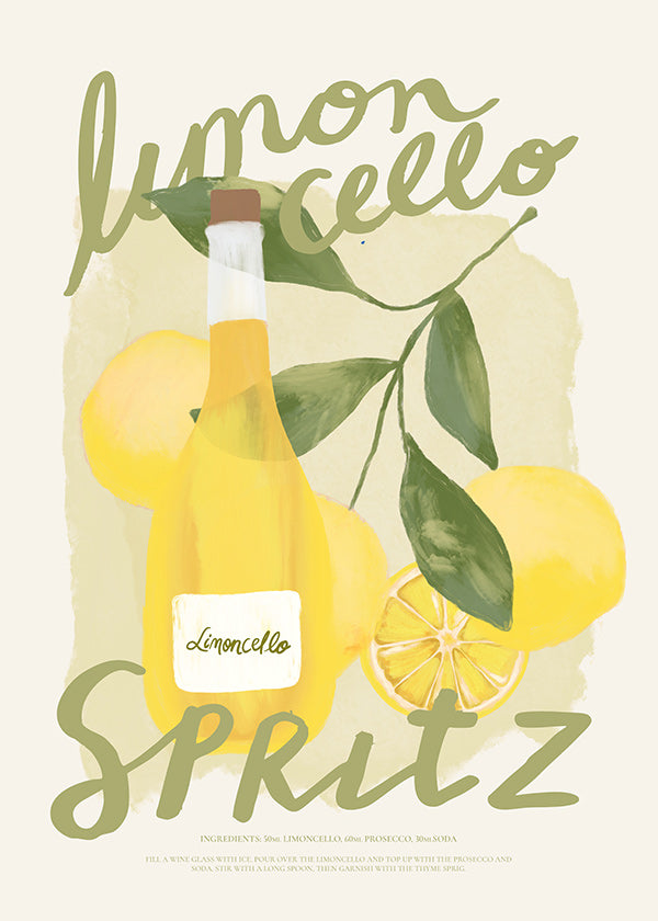 Arte para cozinha Limoncello Spritz ilustrado