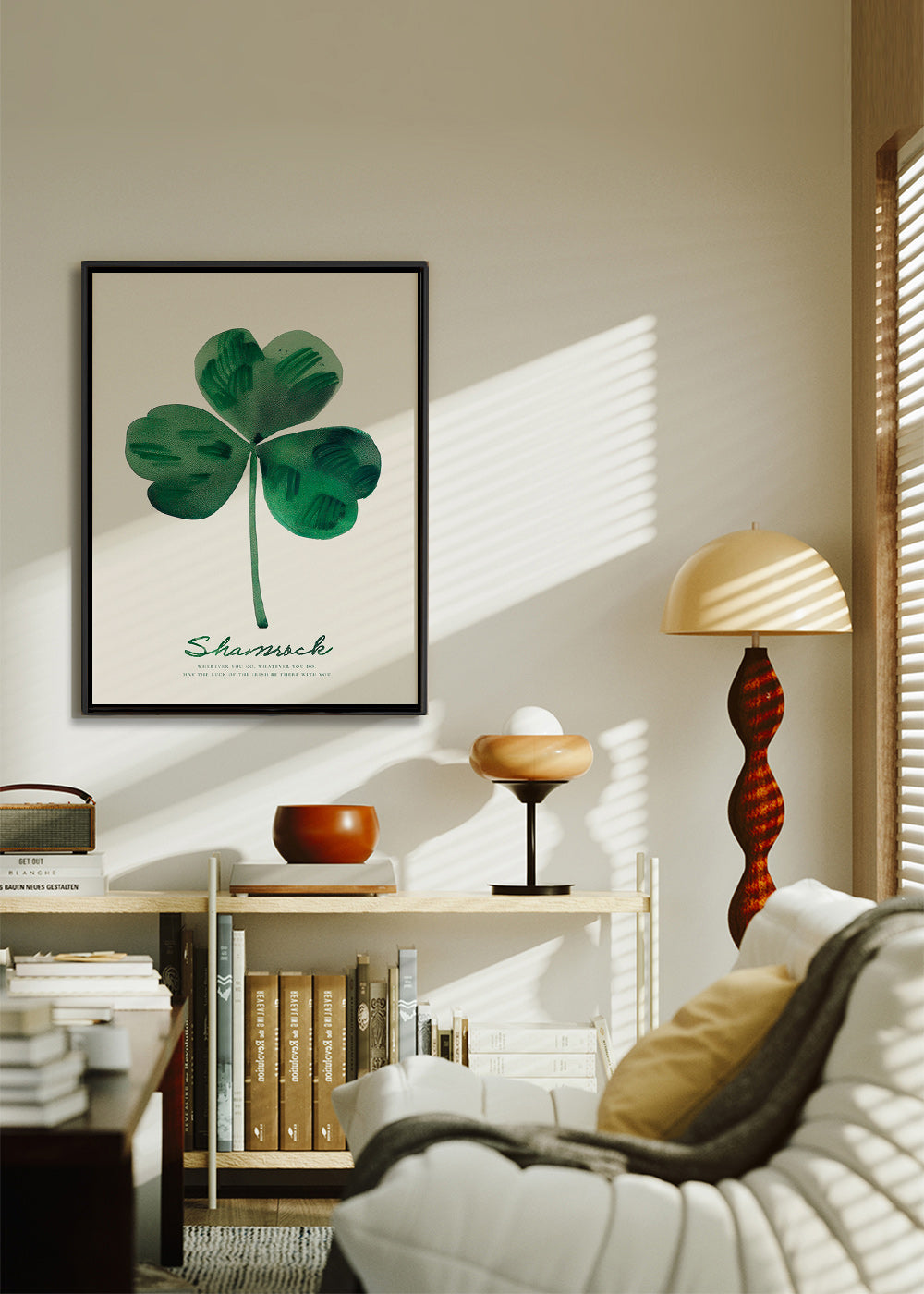 Estampa botânica Shamrock trevo em aguarela