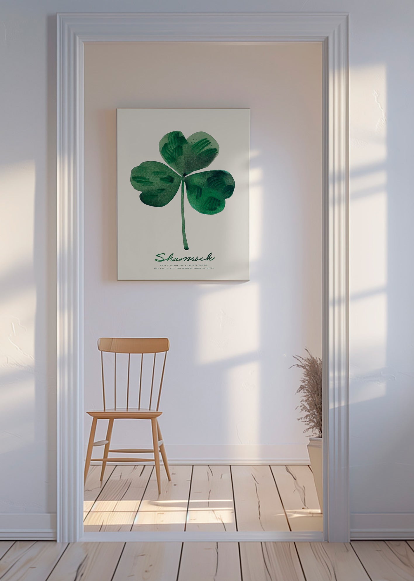 Estampa botânica Shamrock trevo em aguarela