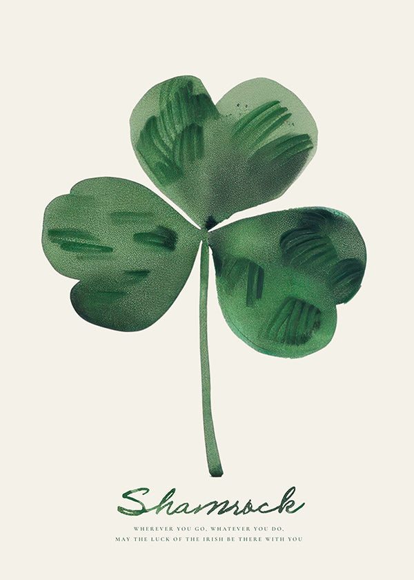 Estampa botânica Shamrock trevo em aguarela