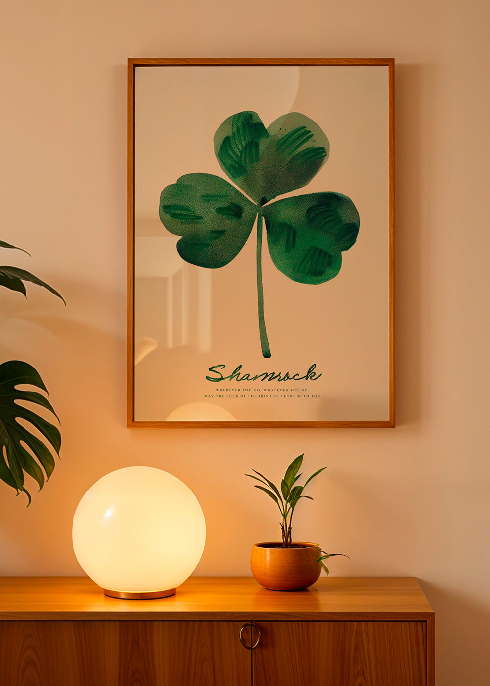 Estampa botânica Shamrock trevo em aguarela