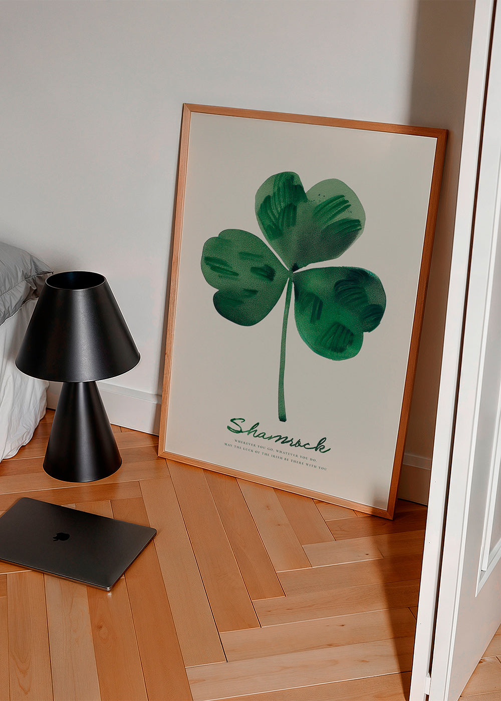 Estampa botânica Shamrock trevo em aguarela
