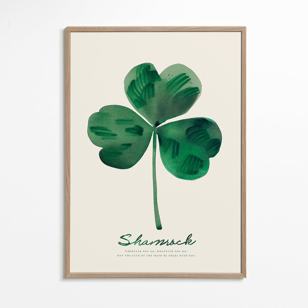 Estampa botânica Shamrock trevo em aguarela