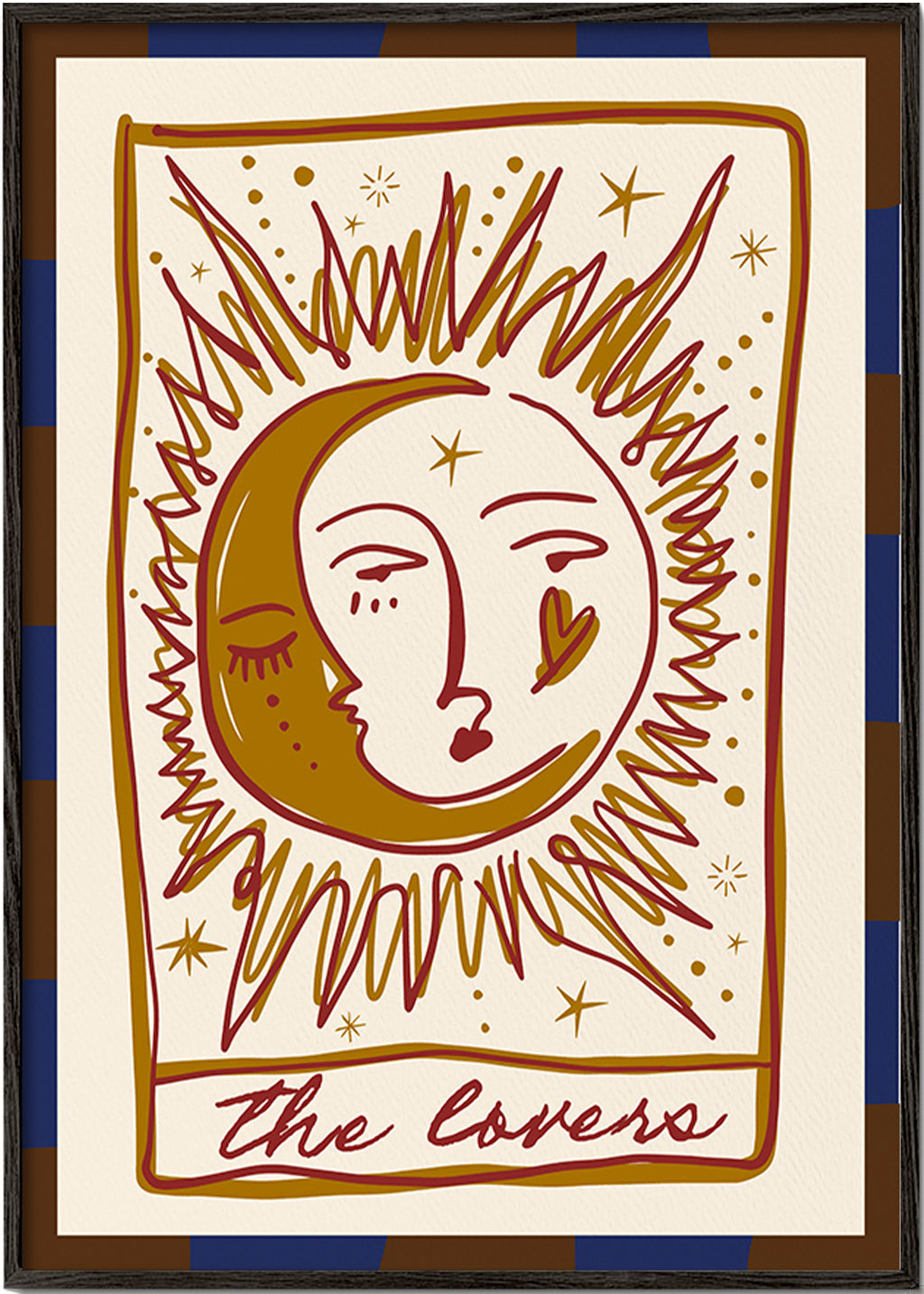 Ilustração tarô 'The Lovers' sol e lua