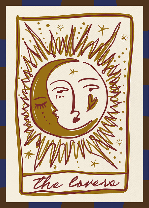 Ilustração tarô 'The Lovers' sol e lua