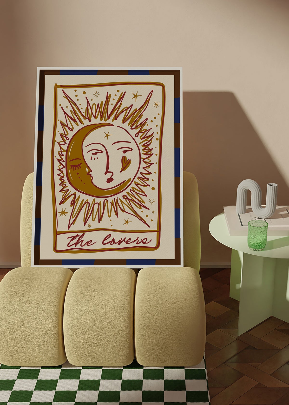 Ilustração tarô 'The Lovers' sol e lua