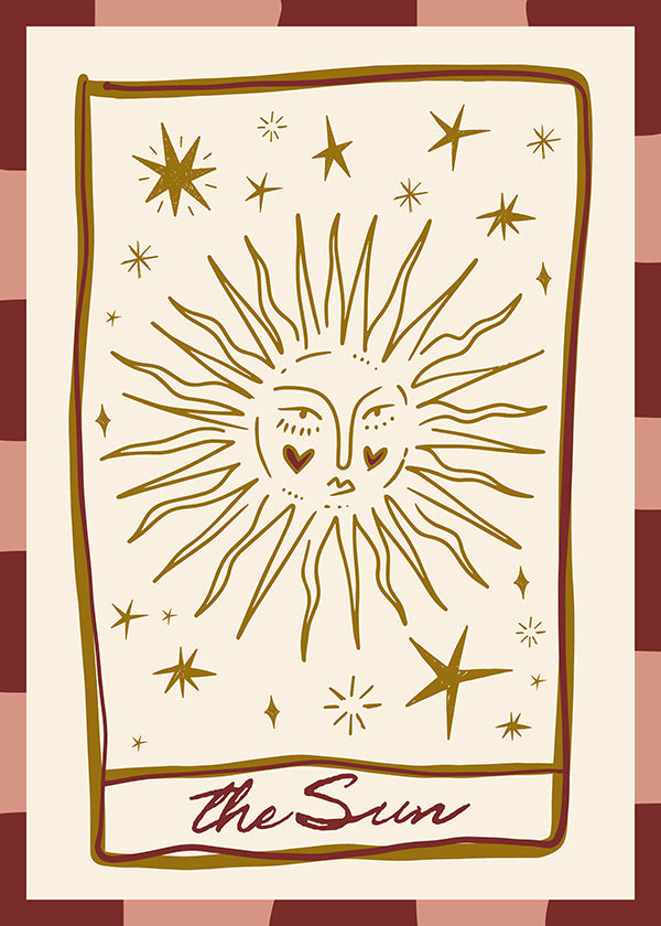 Ilustração do sol em estilo cartão vintage