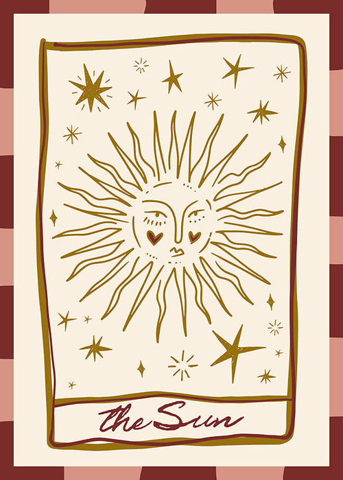 Ilustração do sol em estilo cartão vintage