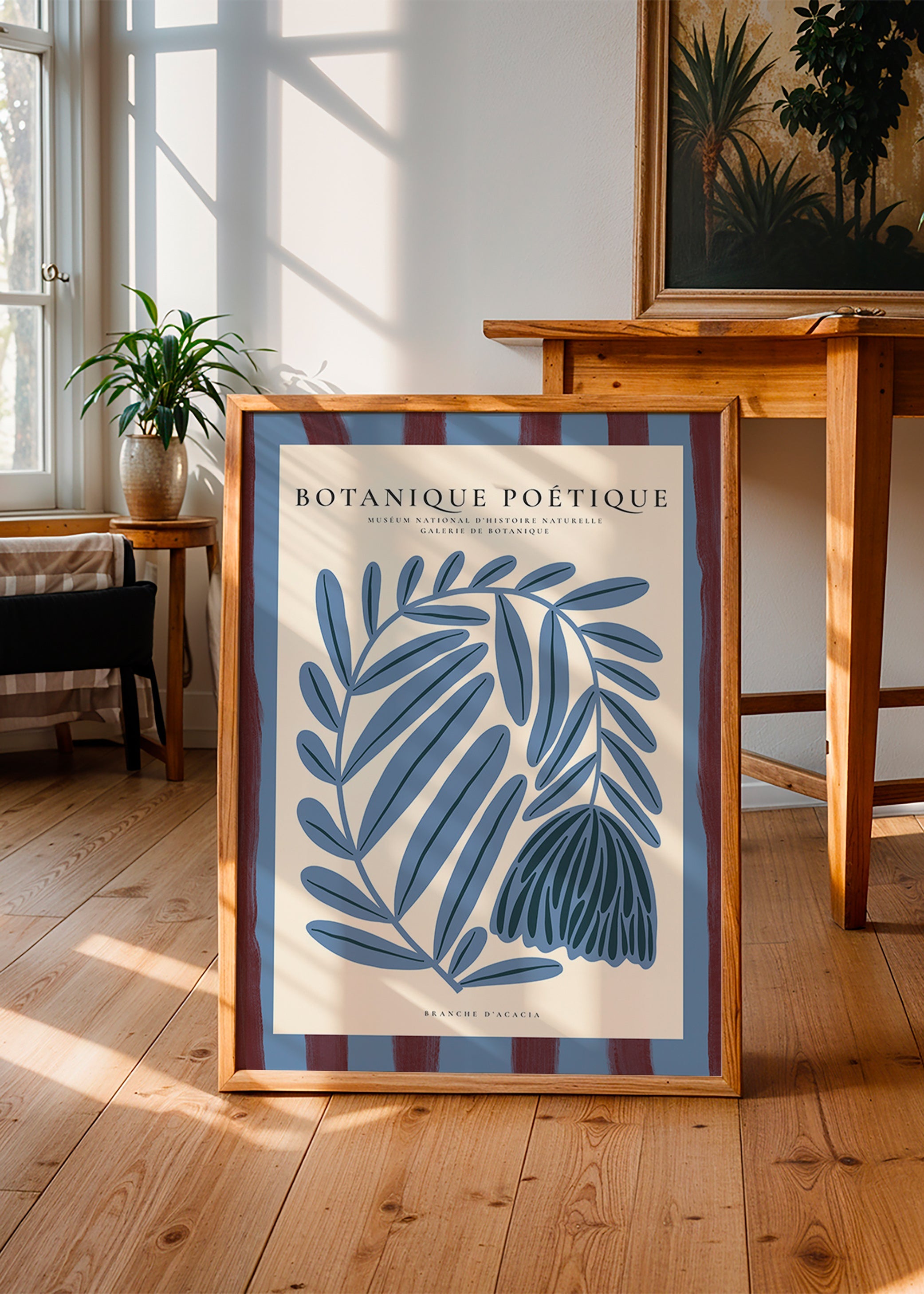 Estampa botânica: acácia azul estilizada
