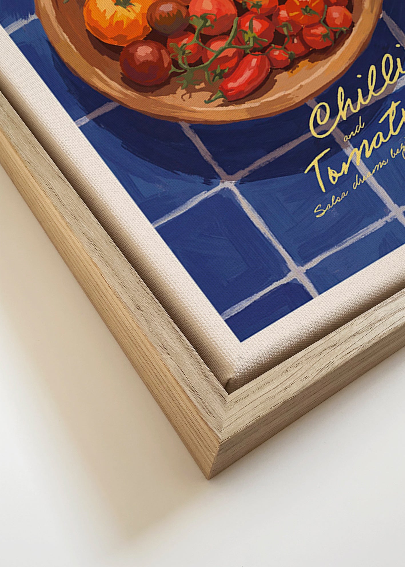 Arte para cozinha com pimentos e tomates ilustrados