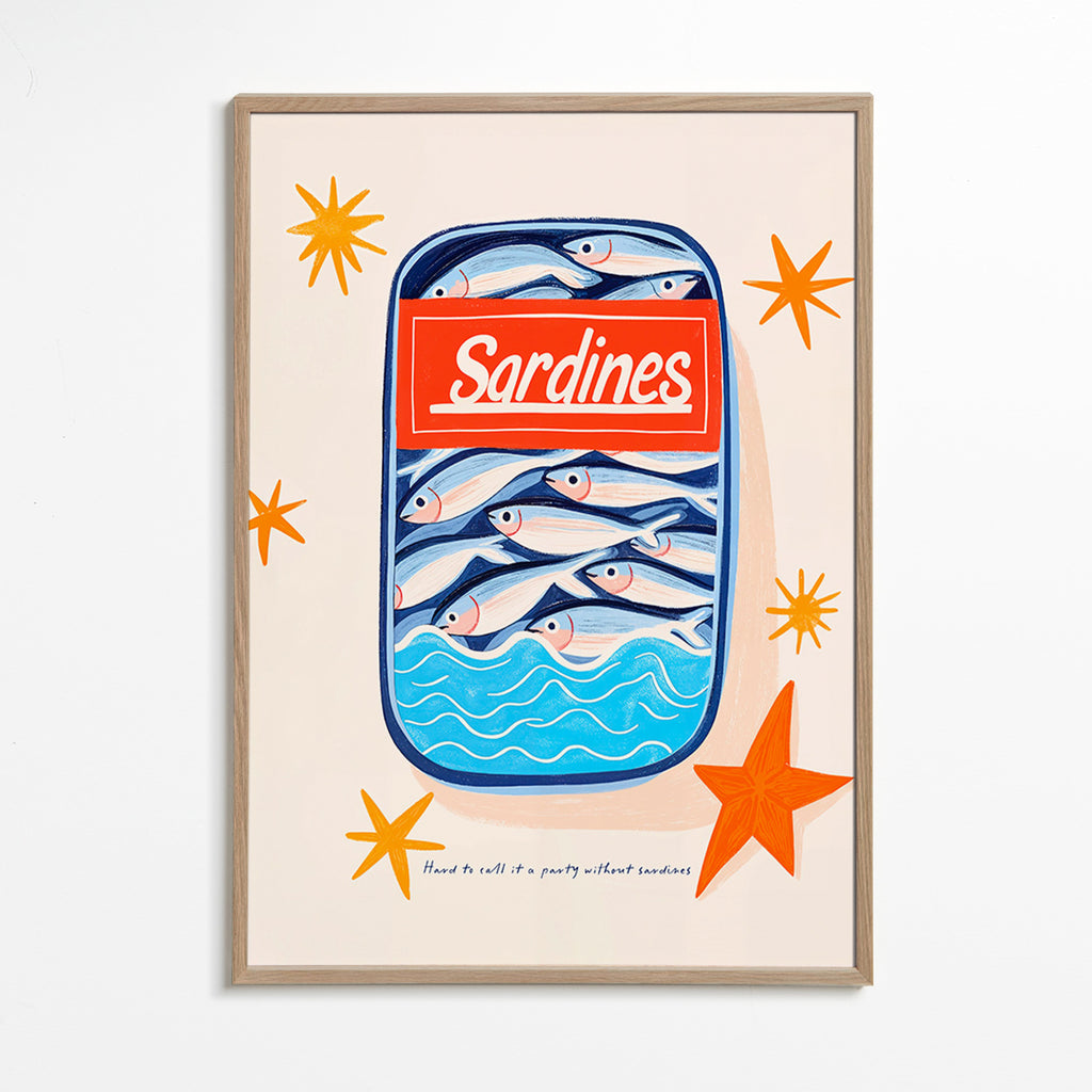 Arte para cozinha: lata de sardinhas ilustrada