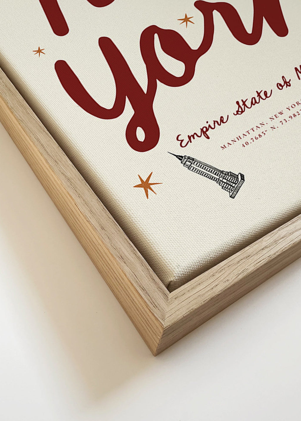 Poster de viagem New York com lettering burdeos