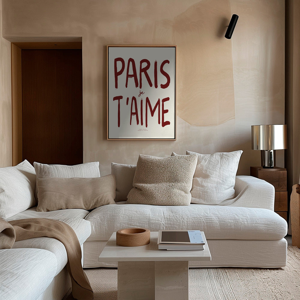 Poster de viagem tipográfico Paris je t'aime