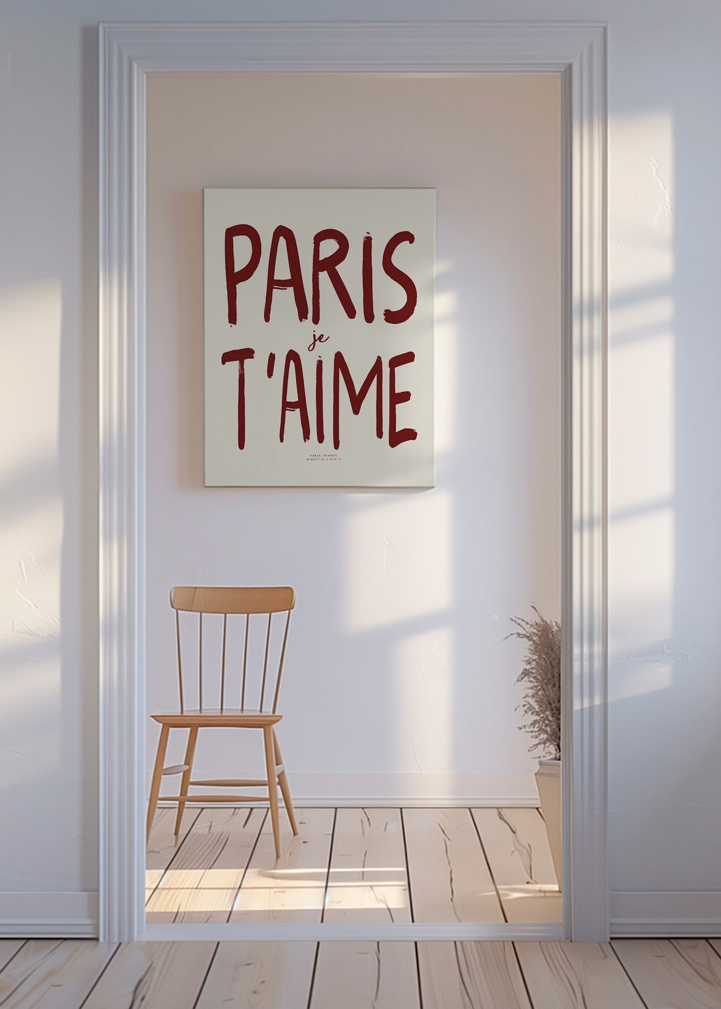 Poster de viagem tipográfico Paris je t'aime