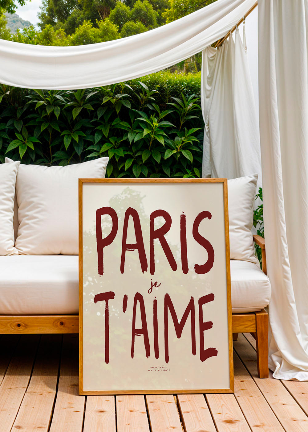 Poster de viagem tipográfico Paris je t'aime
