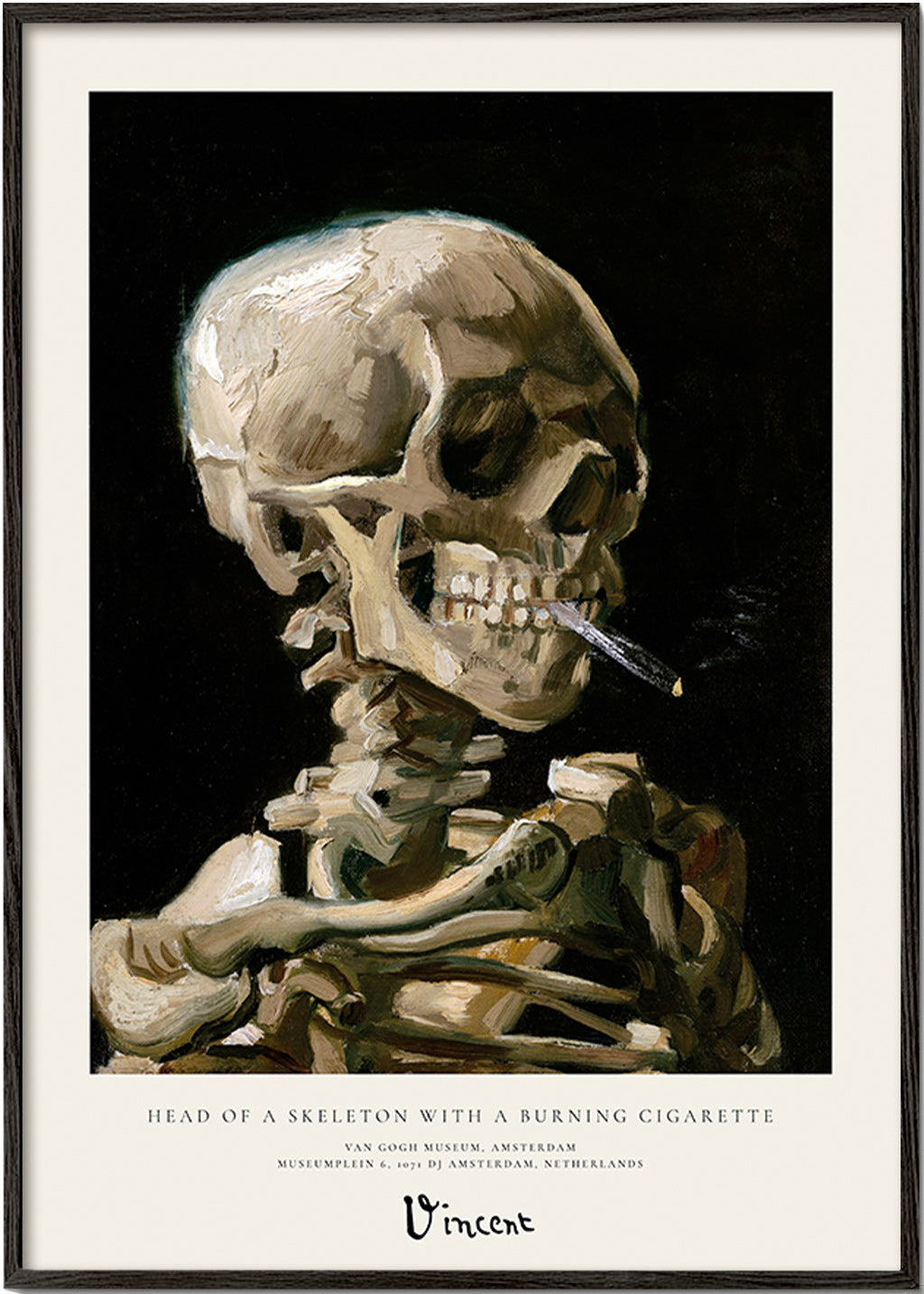 Caveira vintage com cigarro aceso