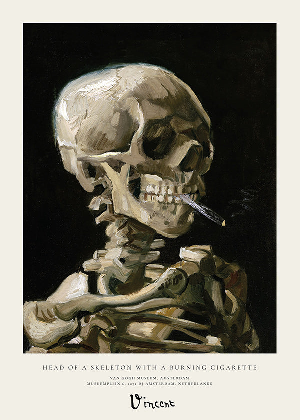 Caveira vintage com cigarro aceso