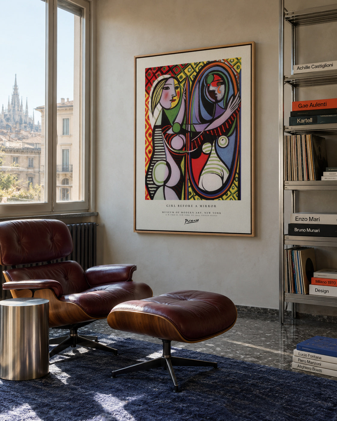 Girl before a Mirror by Pablo Picasso - Framed canvas in an interior