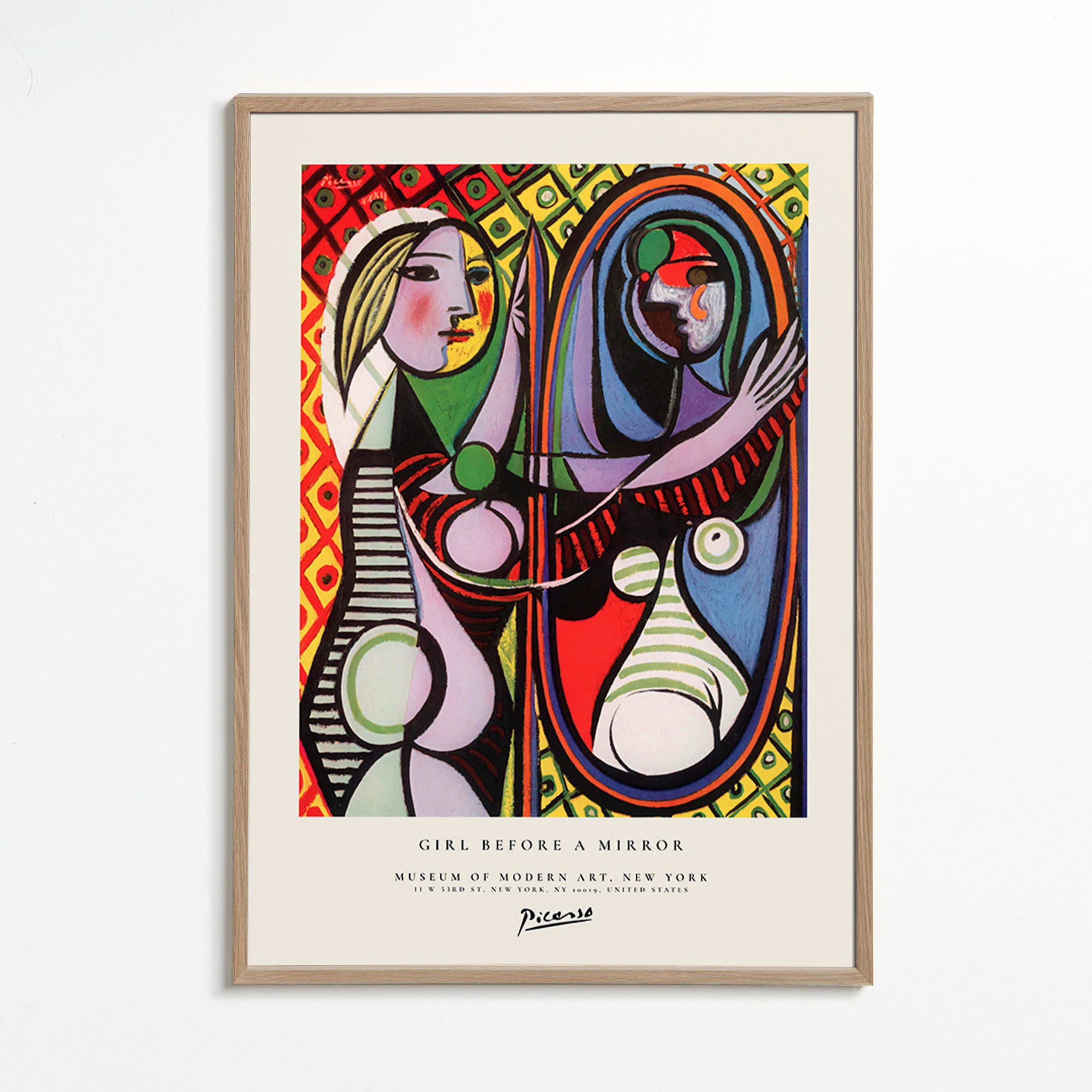 Quadro abstrato com figura diante de um espelho