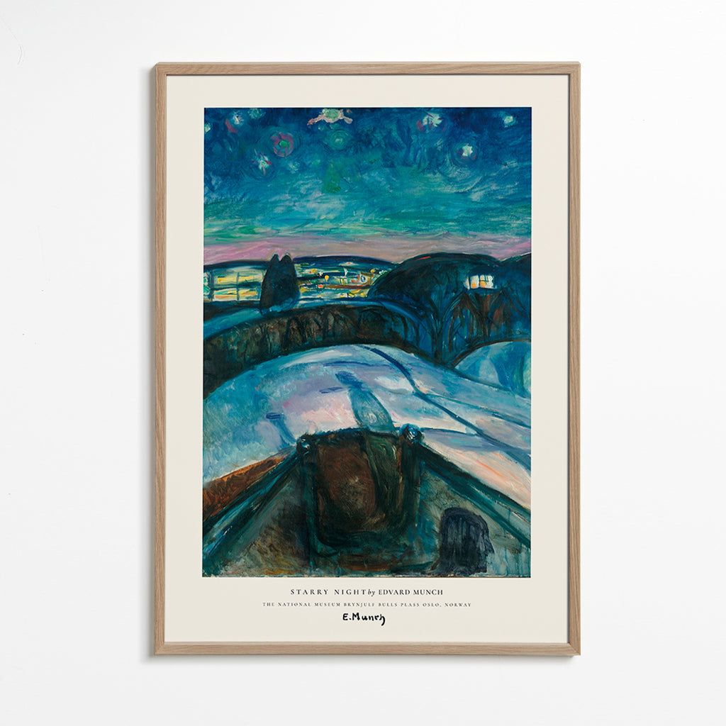Quadro paisagístico céu estrelado e colinas nevadas
