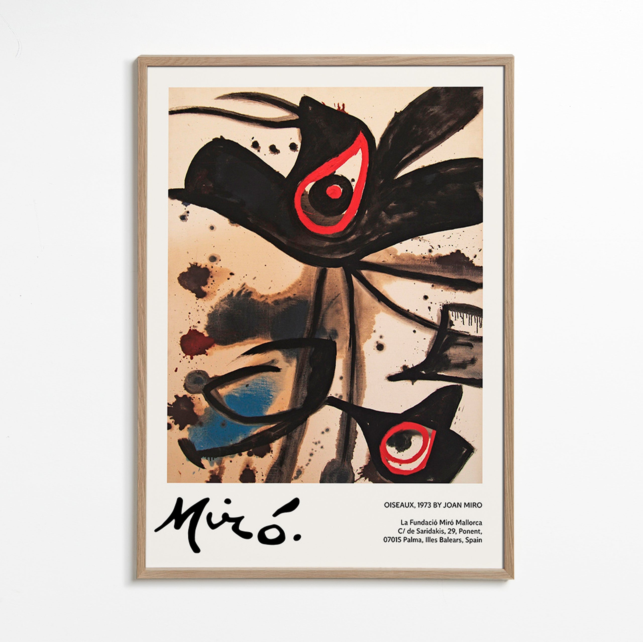 Obra abstrata com motivos de pássaros negros