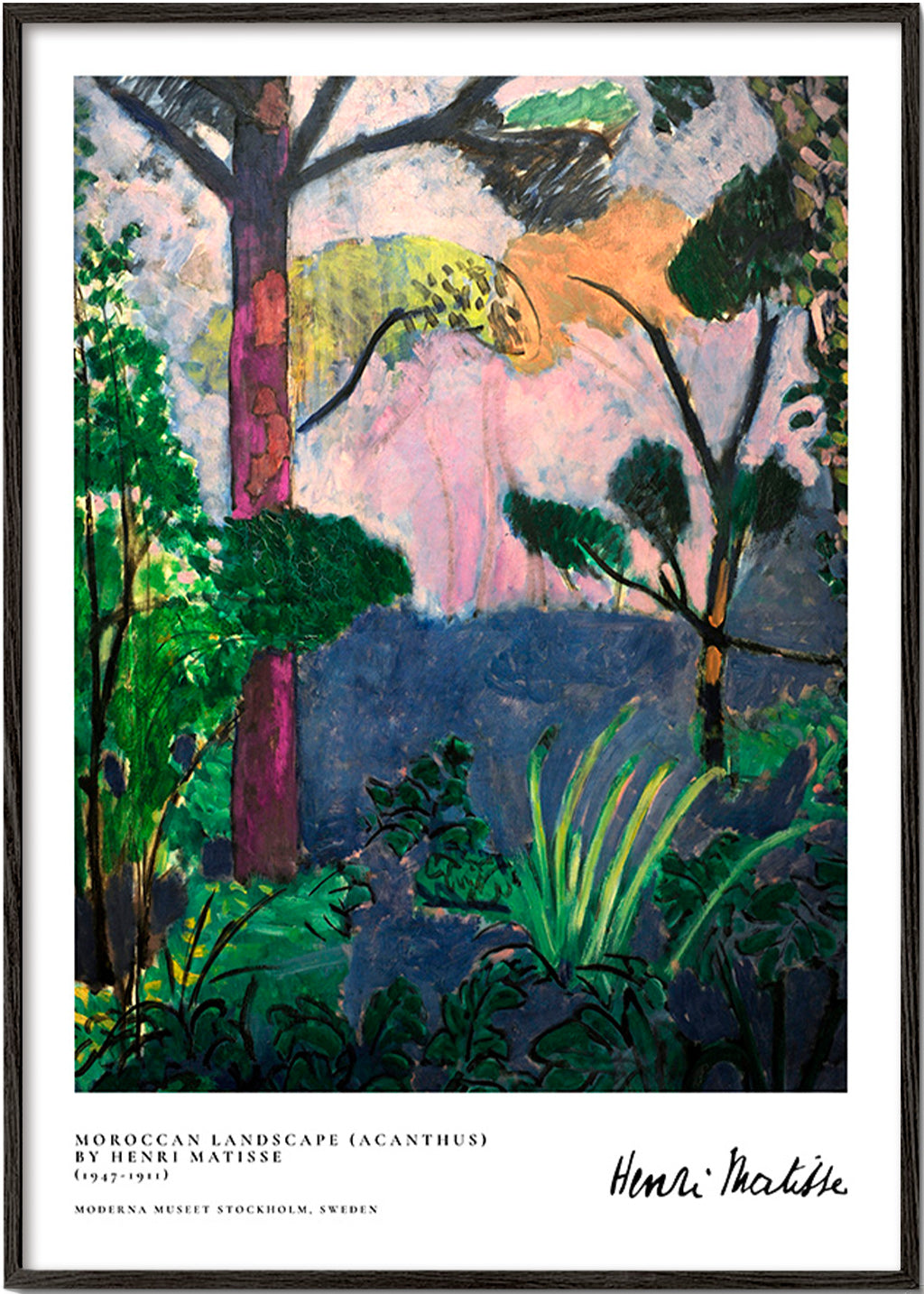 Quadro de paisagem com vegetação pictórica