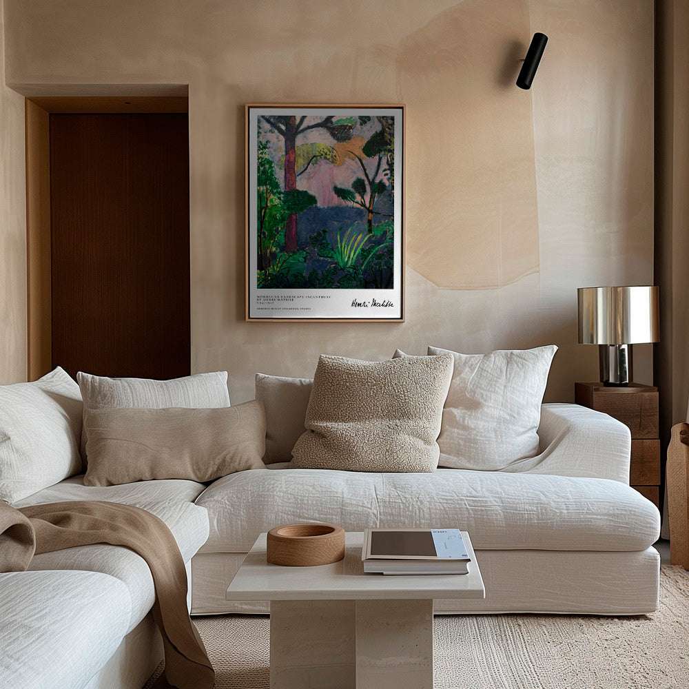 Quadro de paisagem com vegetação pictórica