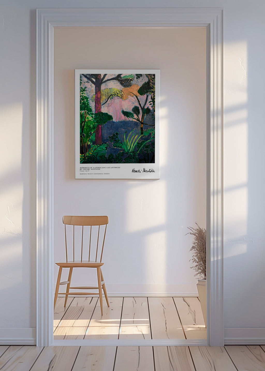Quadro de paisagem com vegetação pictórica
