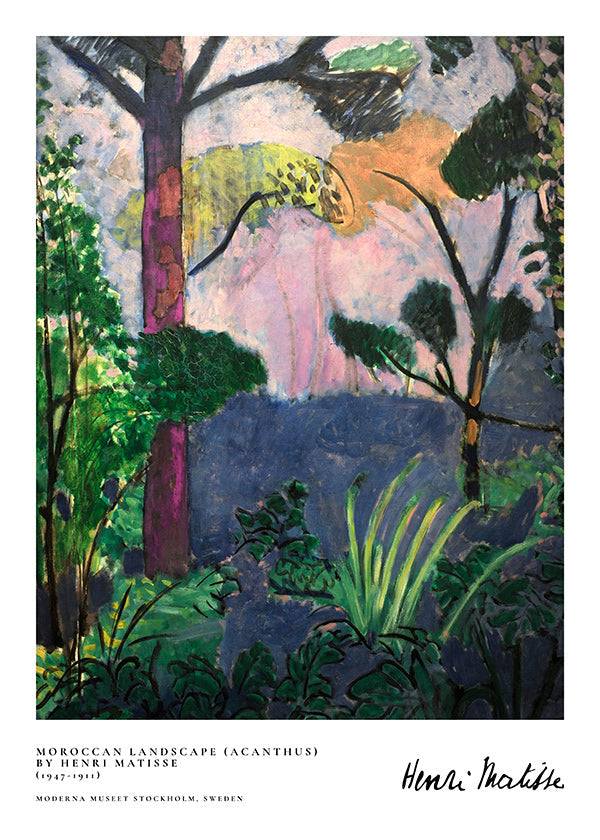 Quadro de paisagem com vegetação pictórica