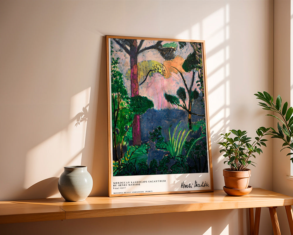 Quadro de paisagem com vegetação pictórica