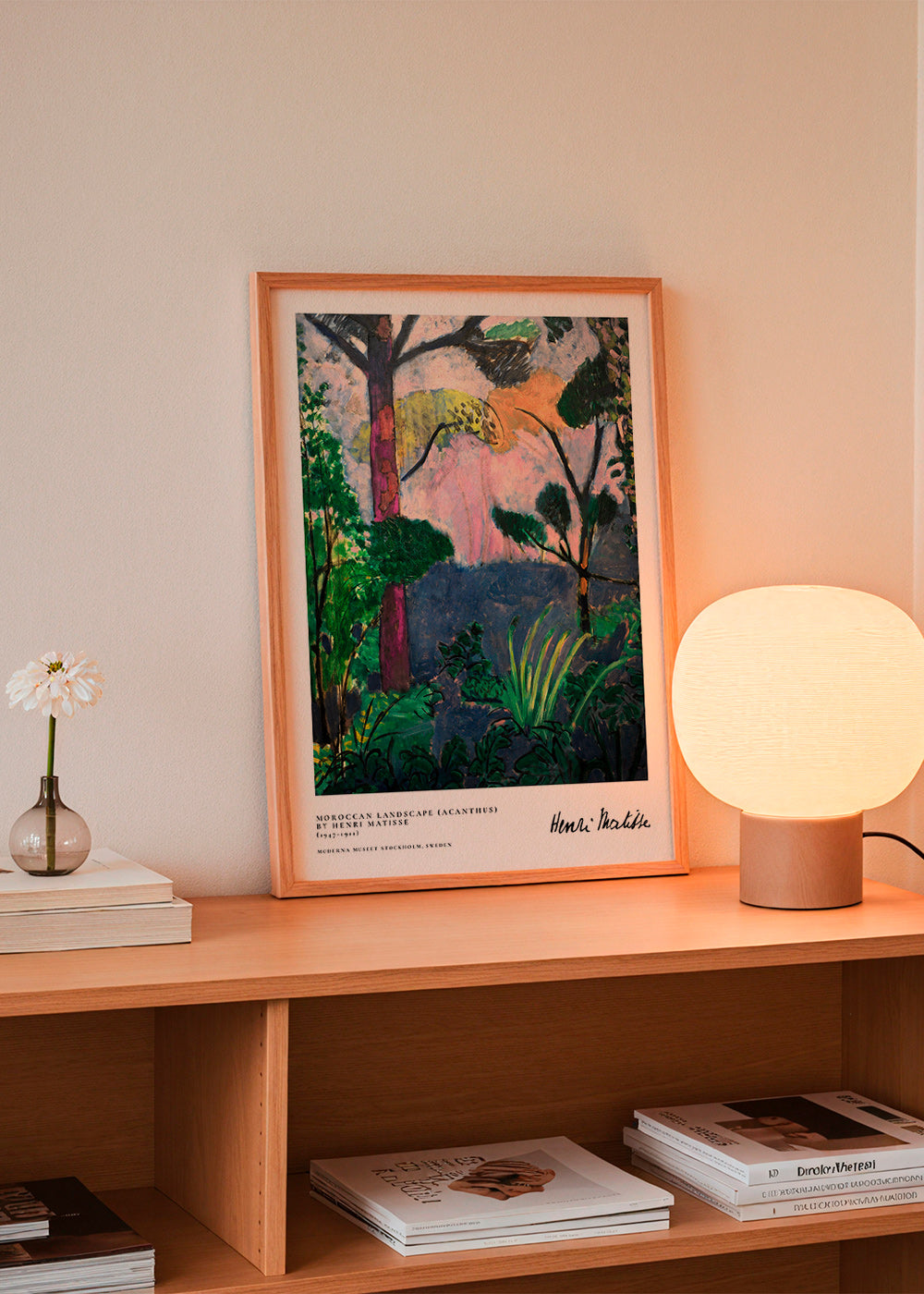 Quadro de paisagem com vegetação pictórica