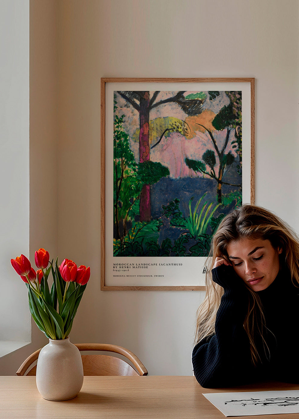 Quadro de paisagem com vegetação pictórica
