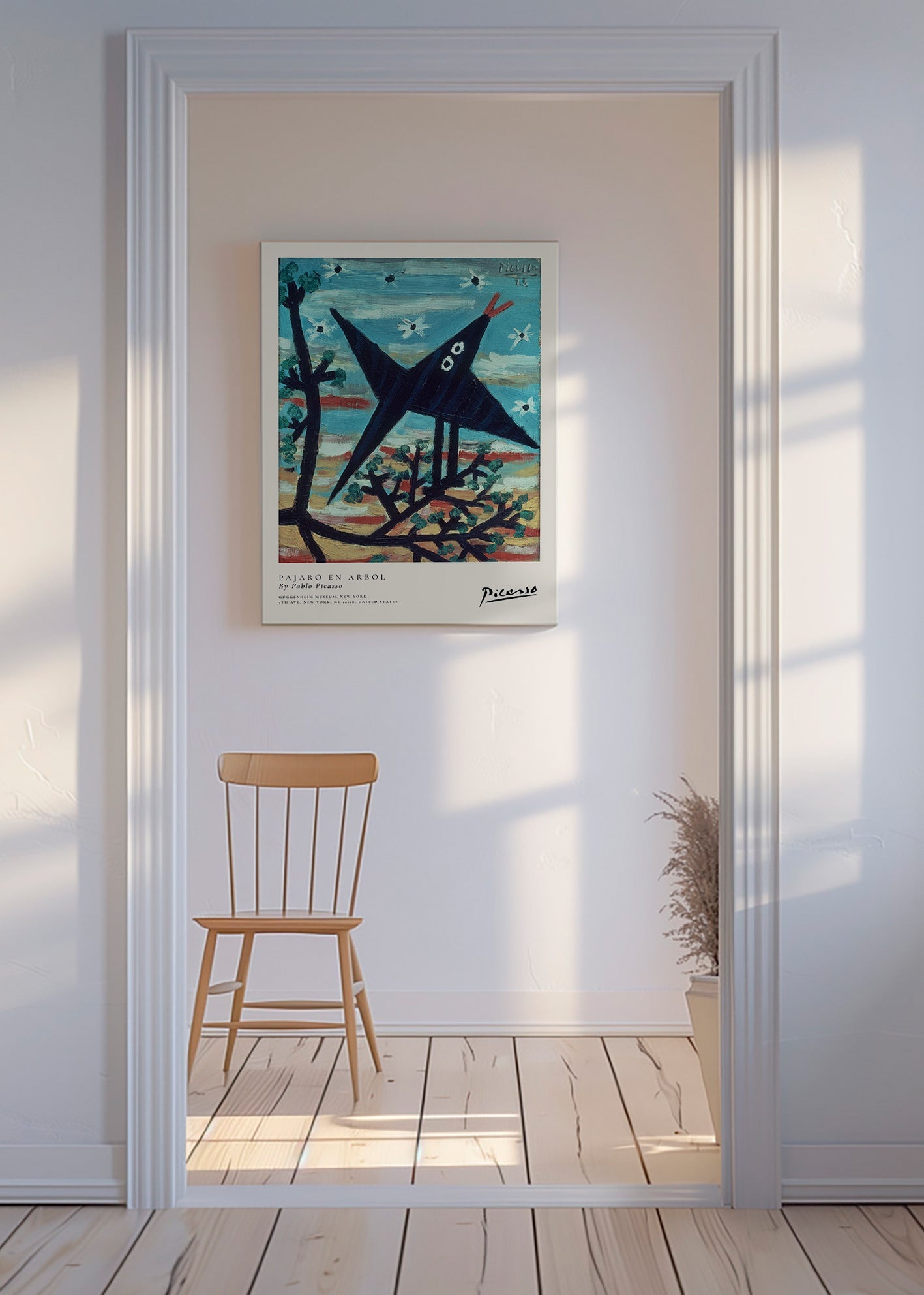 Quadro pássaro em árvore