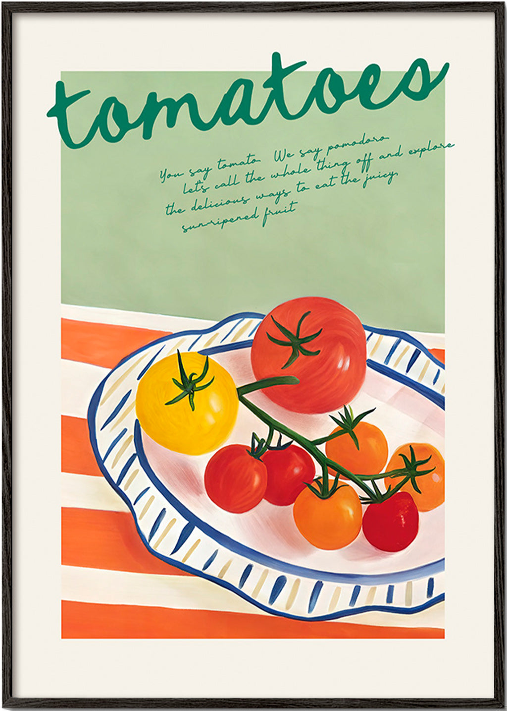 Arte para cozinha com tomates ilustrados